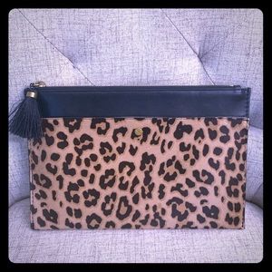 J. Crew Leopard calf hair clutch